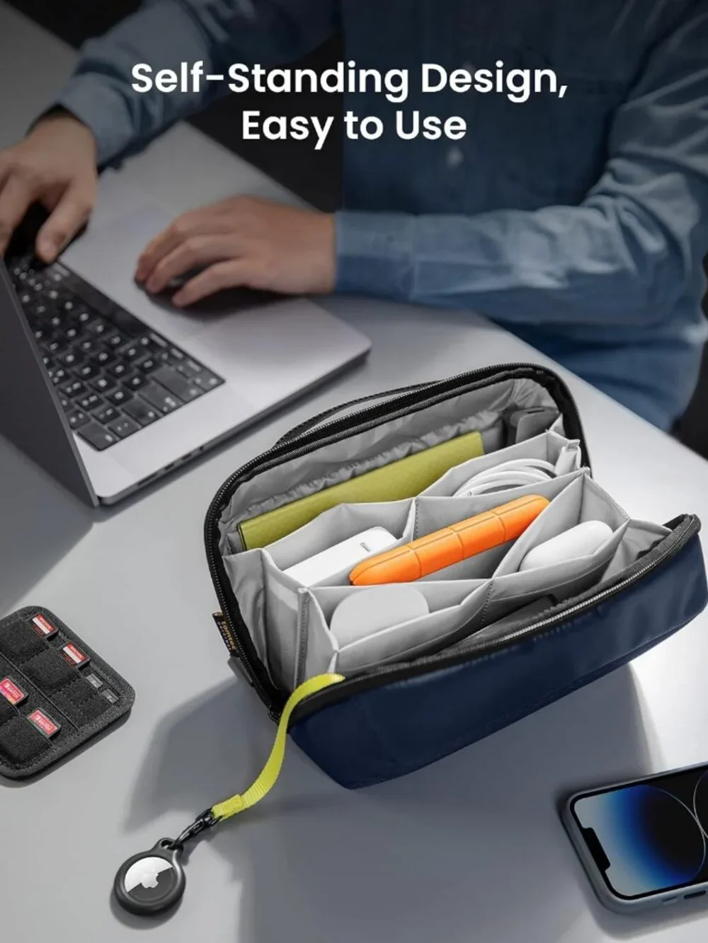 Tech Organizer Pouch for MacBook Accessories, Cables & Chargers